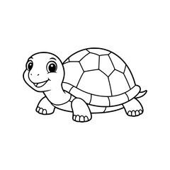 Turtle drawing illustration for kids coloring book
