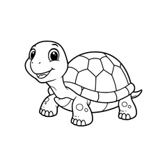 Turtle drawing illustration for kids coloring book