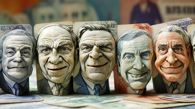Sculptured portraits of influential figures, a unique artistic representation of leadership