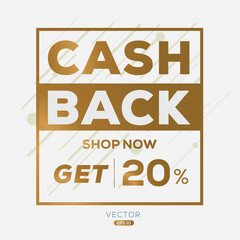 Obraz premium 20% Cash back label design, money back sign, vector illustration.