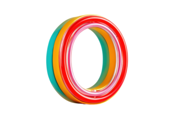 PNG Colorful circular neon light with multicolored stripes on black background