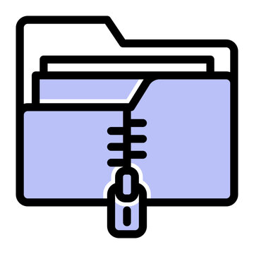 Compressed Zip File Icon - Solid Color Lineal Style for Digital Storage. (Solid Color Lineal Style)