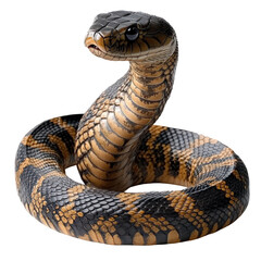 Fototapeta premium Intricate detailed image of a menacing cobra poised to strike against darkness