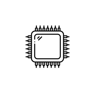 Microprocessor icon with pins in minimalist design  