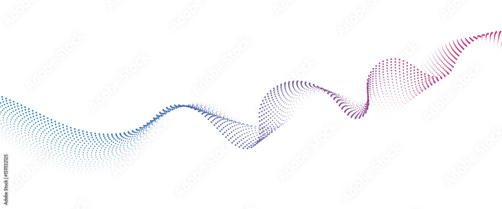 Leinwandbilder Flowing Dot Wave halftone gradient pattern on transparent background	
