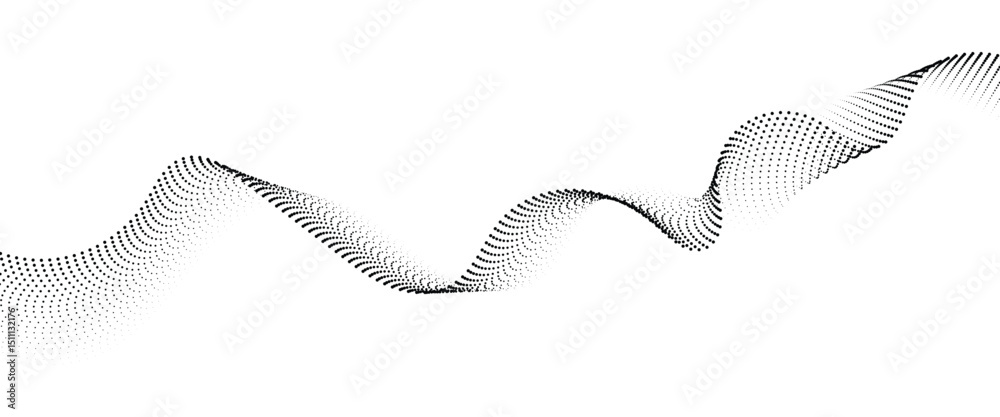 Poster Flowing Dot Wave halftone gradient pattern on transparent background	
