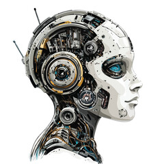 Fototapeta premium Futuristic Robot Head with Electronic Antenna Machine Vector Illustration for Technology Projects