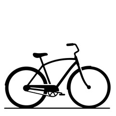 Obraz premium A simple black silhouette illustration of a cruiser bicycle.