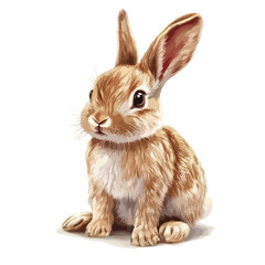 Obraz premium Adorable Smiling Baby Rabbit Sitting on a White Background - High-Quality Vector Illustration