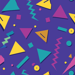  Retro 90s Memphis Style Geometric Seamless Pattern