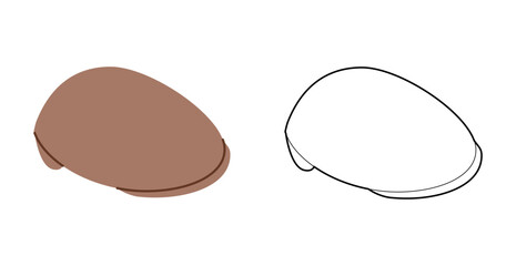 Flat Ivy Cap with Peak. Ascot Hat for Head Fashion accessory clothing technical illustration. Vector headgear for Men, women, unisex style, flat template CAD mockup sketch outline isolated