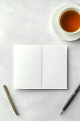 A Serene Moment: Tea and a Blank Journal for Reflection