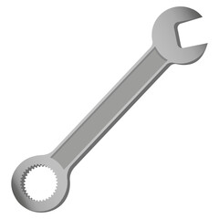Wrench tool icon. Repair gear symbol. Gray metal shape. Vector object.