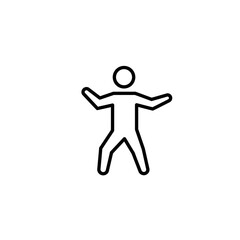 Outline of a person with arms raised in celebration or movement concept  