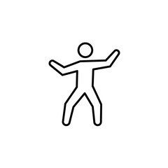 Stick figure dancing with arms outstretched in playful pose concept of icon  