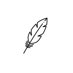 Line art feather illustration in black and white design concept  