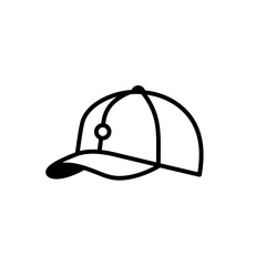 Baseball cap icon in minimalist black line style  