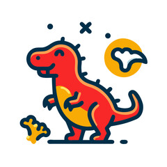 Baby dinosaur surrounded by nursery wall stickers - icon for children's products and services
