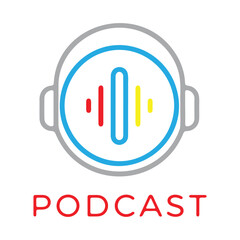 Obraz premium Podcast headphone icon logo design for branding