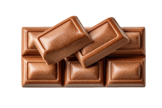 PNG Close-up of milk chocolate bar with rectangular segments