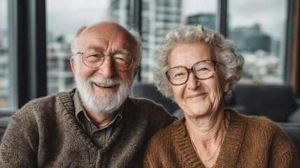 Calm and cheerful seniors enjoying time in clean modern apartment 