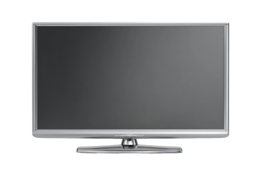 PNG Flat screen tv on white background with modern design and silver frame