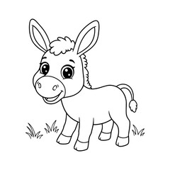 Donkey drawing illustration for kids coloring book