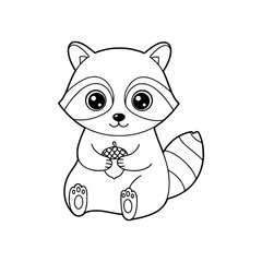 Raccoon drawing illustration for kids coloring book