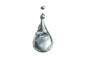 PNG Suspended water droplet capturing mid-air movement against black background