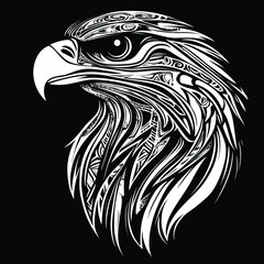 drawing a black head eagle on white background