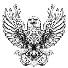 Fototapeta premium drawing a black head eagle on white background