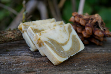 Organic soap bar in the forest – natural and handmade vibe