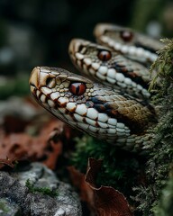 Fototapeta premium Forest Snakes Closeup.