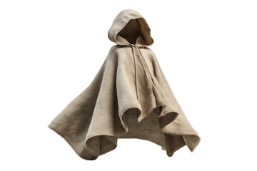 PNG Beige hooded cloak hanging on invisible form in midair