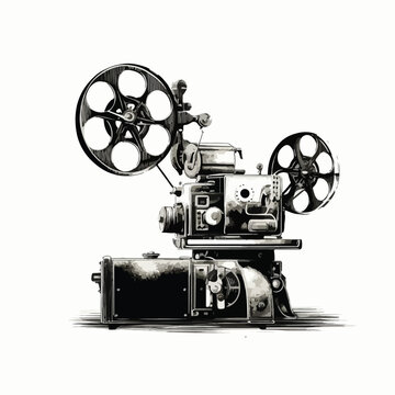 vintage film projector monochrome drawing clip art preview