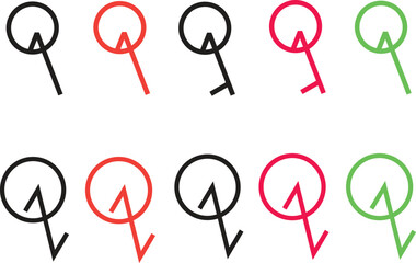 Pointer Arrow and Location Marker Vector Icons with Hand Drawn Outline Style for Maps and UI