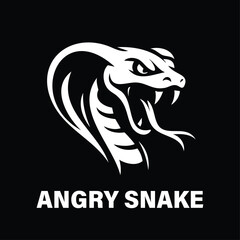 angry Snake logo, Snake logo, Snake logo black and white with vector design