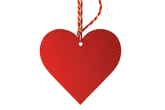 Naklejki Heart-shaped tag with string isolated on transparent background.