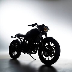 Cinematic Studio Render Silhouetted Black Motorcycle