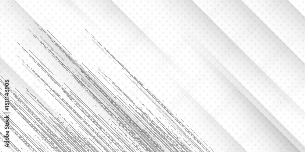 Poster abstract white background with diagonal lines, subtle dots, and textured scratch effects, creating a