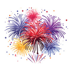 Vibrant Fireworks Celebration: Sparkly Party Isolated Cartoon Illustration for Festive Occasions