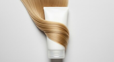 Hair Care Product with Hair Swirl. Hair swirling around product.