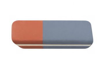 Minimalist white and gray eraser revealing clean correction potential against neutral transparent backdrop, symbolizing error elimination