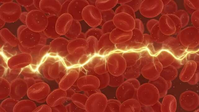 Red blood cells with electrical discharge pattern