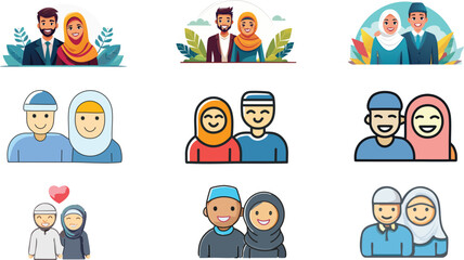 Fototapeta premium Smiling Muslim couple vector