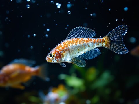 Common Molly Fish Swimming in Aquarium Environment