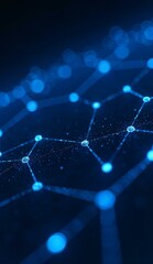 Obraz premium Blue Illuminated Network Nodes and Connections