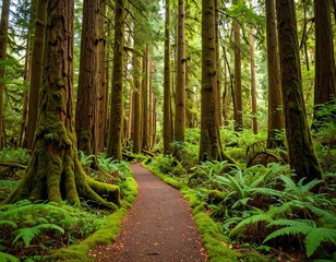 Fototapeta premium Lush forest path (1)