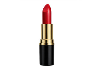 Fototapeta premium Red lipstick in golden and black tube isolated on transparent background, beauty product for makeup and cosmetics