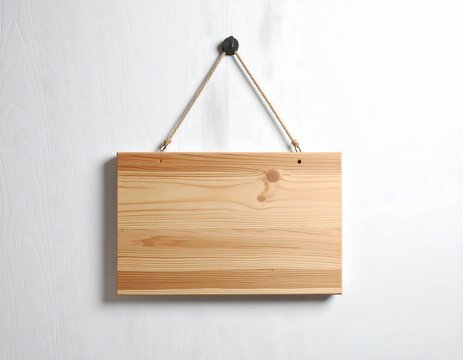 Empty wooden sign hanging on wall
